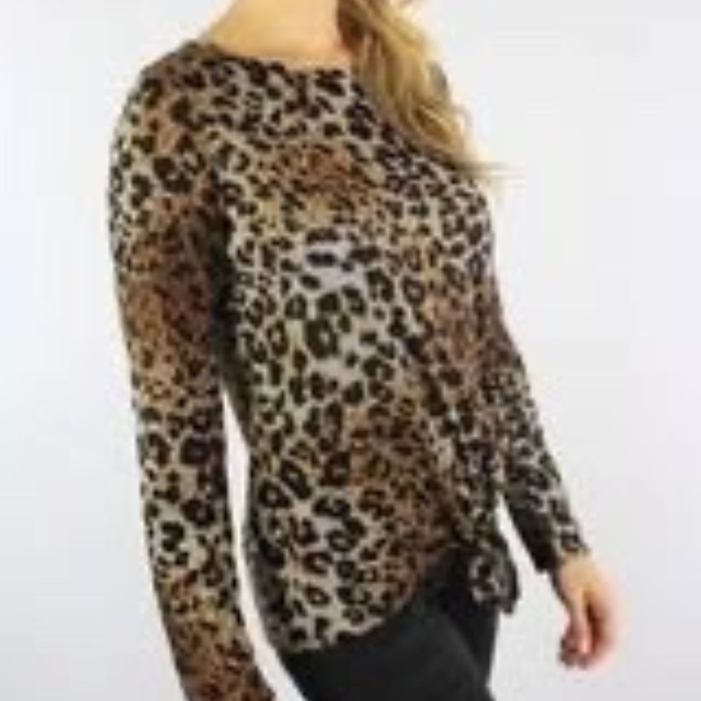 Animal Print Long Sleeve Top w/ Knot